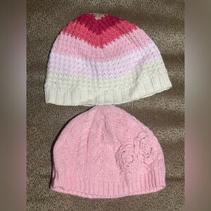 Old Navy Pink and Cream Kids Beanie Set